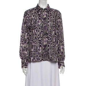 DRIES VAN NOTEN Printed Long Sleeve Button-Down Top